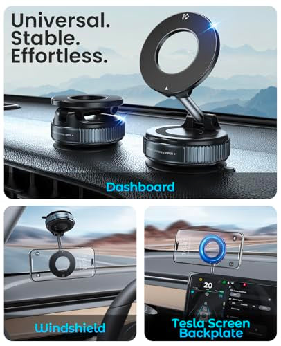 Jononser Magnetic Car Phone Holder for MagSafe, Nano-Gel Suction - Product Imagery