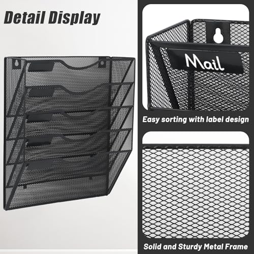 EASEPRES 5 Pocket Mesh Hanging Wall File Organizer, Wall Mounted - Product Imagery