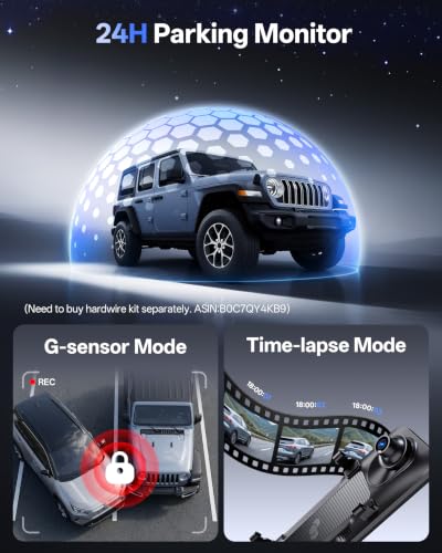 Pelsee S12 Native 4K + 2.5K Mirror Dash Cam, 64GB Card Included, - Product Imagery