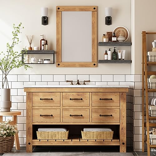 QEEIG Bathroom Shelves Over Toilet Wall Mounted (Grey, Set of 3, - Product Imagery