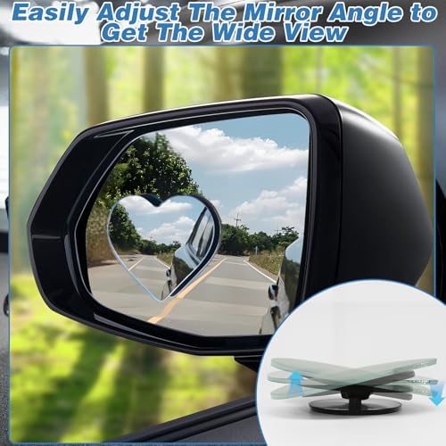 2Pcs Cars Heart Shaped Blind Spot Mirrors Car Side Mirror - Product Imagery