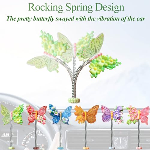 6Pcs Cute Butterfly Car Rear View Mirror Accessories, Colorful - Product Imagery