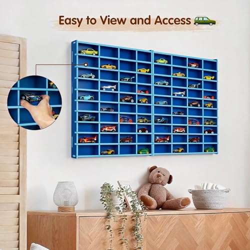Krafetto 2 Pack 80-Slot Toy Car Display Shelves for 1/64 Cars, - Product Imagery