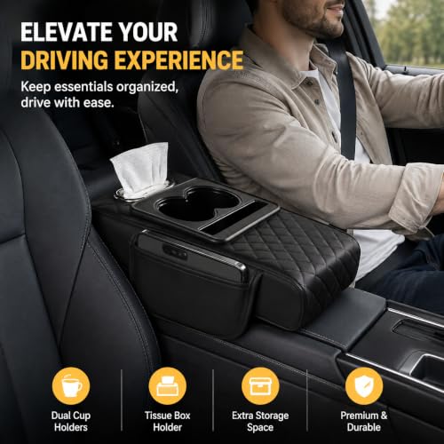 Zpana 4 in 1 Car Center Console Armrest Pillow, Memory Foam, - Product Imagery