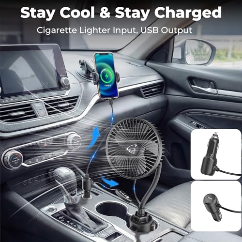 12V Car fan, Portable Vehicle Cooling Fan for Front Seat, 360° - Product Imagery