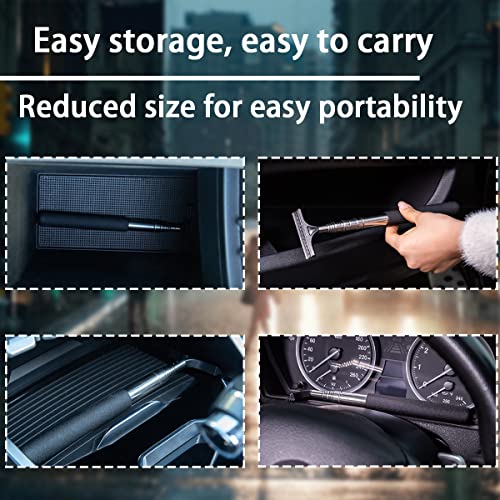 8sanlione 38.6 Inch Telescopic Side Mirror Glass Squeegee, Black - Product Imagery