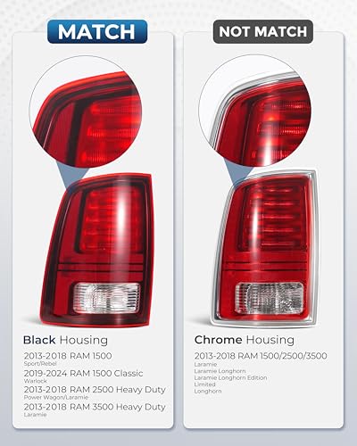 LED Tail Lights For Dodge Ram 2013-2018 Ram Sport/Rebel/ Laramie - Product Imagery