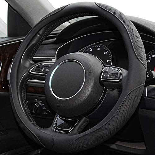 Car Steering Wheel Cover,14.5-15 Inch Black Universal Microfiber - Product Imagery