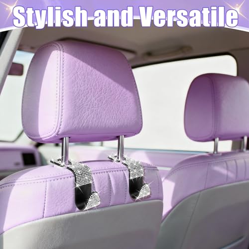 BFXM 6 Pack Car Seat Headrest Hooks,Car Accessories Bling White - Product Imagery