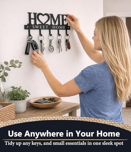 Key Holder Hooks Organizer Hanger Rack Wall Mounted Sweet Home - Product Imagery
