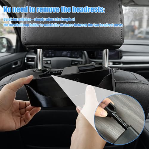 Baseball Cap Headrest Hat Holder for Trucks and Cars Adjustable - Product Imagery