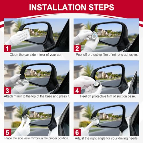 LivTee Blind Spot Mirror, 2" Round HD Glass Frameless Convex - Product Imagery