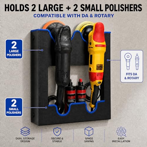 Polisher Wall Holder Station holds 2 to 4 Buffer Car Polishing - Product Imagery