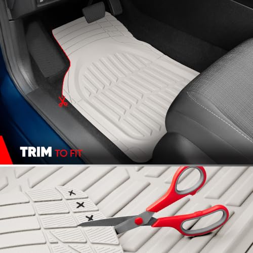 MotorTrend FlexTough White Car Floor Mats Rubber All Weather - Product Imagery