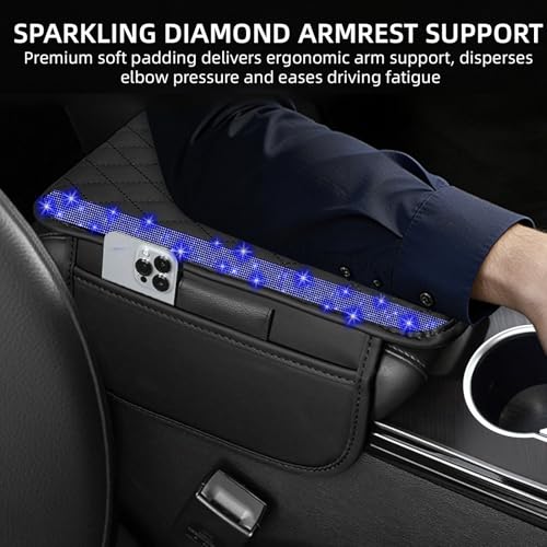 NBTEPEM Bling Car Center Console Cover, Leather Car Arm Rest - Product Imagery