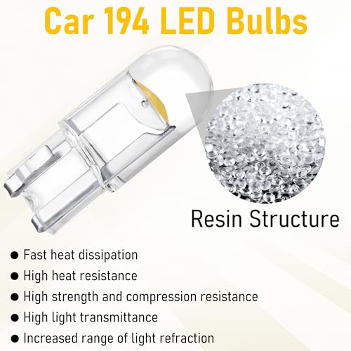 ecocstm 30 PCS Car 194 LED Bulbs, 168 2825 W5W T10 LED Bulb - Product Imagery