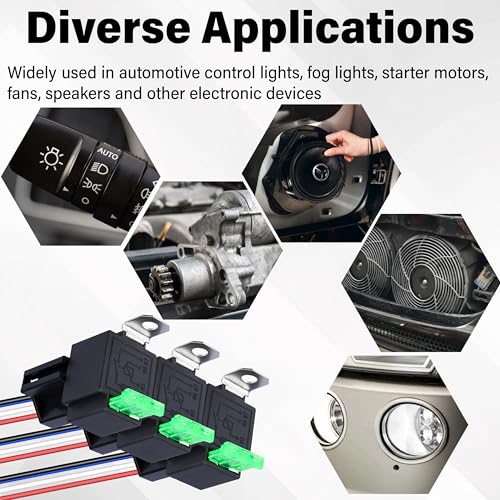 Sixzoo 3 PCS 4 Pin 12V Relay Socket, 30A Fuse Relay Switch - Product Imagery