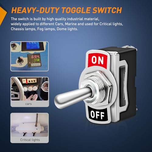 Nilight 90012E Heavy Duty Rocker Toggle 15A 250V 20A 125V SPST - Product Imagery