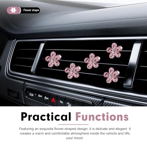 WZP 5PCS Bling Flower Car Air Vent Clips, Sparkling Crystal - Product Imagery