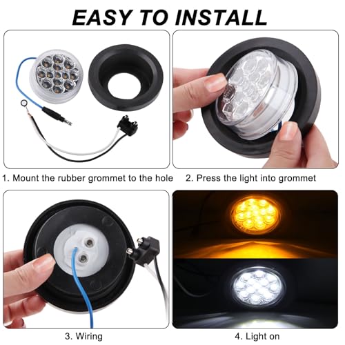 10Pcs Dual Revolution 2.5" Inch Round Led Marker Lights 13 LED - Product Imagery