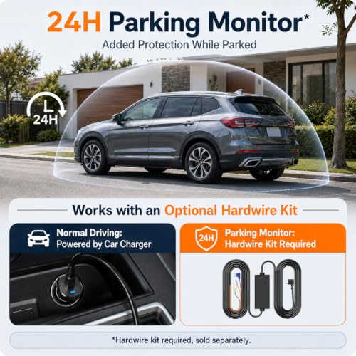 Dash Cam Front and Rear, 2.5K+1080P Dual Camera for Cars, 2" IPS - Product Imagery