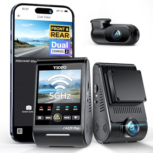VIOFO A229 Plus Dash Cam Front and Rear, 2K Dual STARVIS 2 - Product Imagery