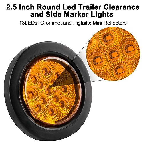 2.5" Round LED Trailer Marker Lights 13 LEDs w/Reflectors 10 - Product Imagery