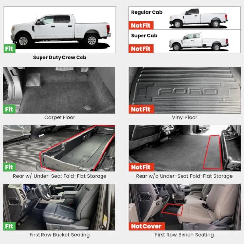 LASFIT Floor Mats for Ford F250/F350 2017-2026 Fits Crew - Product Imagery