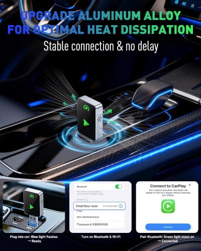 Wireless CarPlay Adapter for iPhone, 2026 Upgraded 2-in-1 - Product Imagery