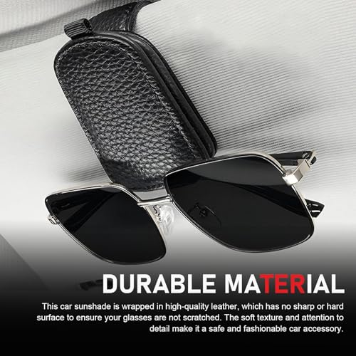 2PCS Sunglasses Holder for Car, Magnetic Leather Sunglasses - Product Imagery