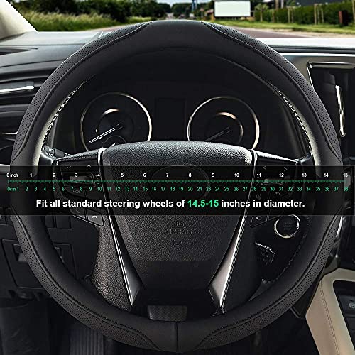 Car Steering Wheel Cover,14.5-15 Inch Black Universal Microfiber - Product Imagery