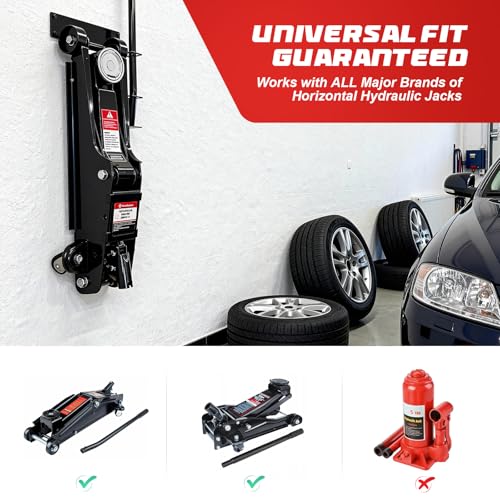 PIREKZUNT Jack Stand Wall Mount Heavy Duty Floor Jack Storage - Product Imagery