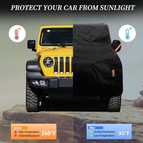 Heavy Duty Car Cover for Jeep Wrangler 2 Door 1987-2026 JK JL CJ - Product Imagery