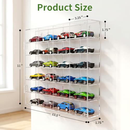 JUESHA 2 Pack Acrylic Display Case for Hot Wheels Storage 1/64 - Product Imagery