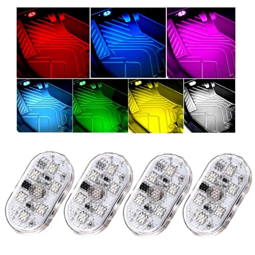 4 PCS Car LED Lights Interior Wireless, Super Bright 7 Colors - Product Imagery