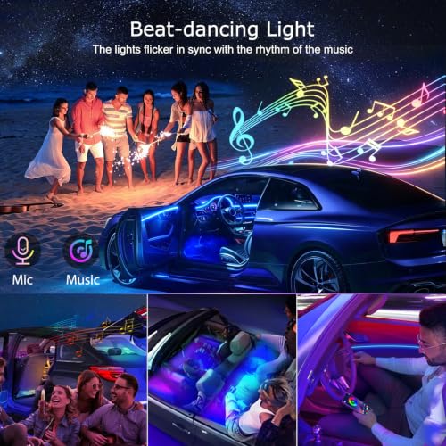 Jushope Interior Car LED Strip Lights, RGB 5 in 1 Car Ambient - Product Imagery