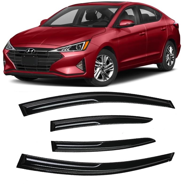4 Pieces Smoke Tinted Tape-On Side Window Visor Deflectors Rain - Product Imagery