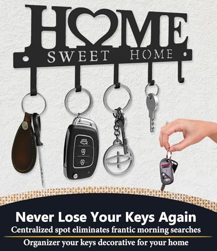 Key Holder Hooks Organizer Hanger Rack Wall Mounted Sweet Home - Product Imagery