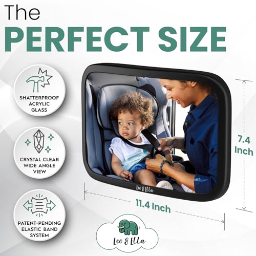 Leo&Ella Extra Large Baby Car Mirror for Tesla & Fixed - Product Imagery