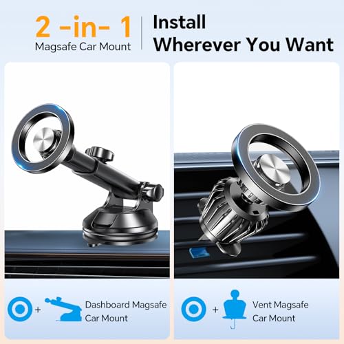 Coolpow for MagSafe Car Mount【Windshield+Vent+Dash】Magnetic - Product Imagery
