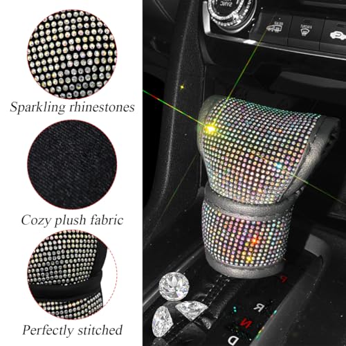 povtii Diamond Car Shift Knob Cover, Shining Crystal Car Gear - Product Imagery