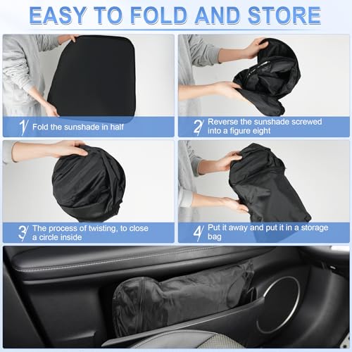 SINGARO 300T Universal Car Windshield Sun Shade, Foldable - Product Imagery