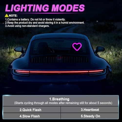iFunyLED Heart-Shaped Solar Powered Car LED Interior Ambient - Product Imagery