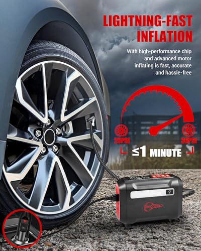 ROCGORLD R8 Tire Inflator Portable Air Compressor, DC 12V Air - Product Imagery