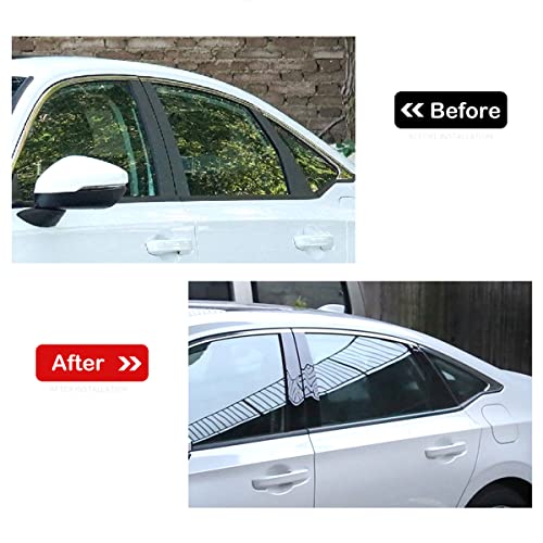 6pcs Glossy Black Car Window Pillar Post Vinyl Stickers Trim - Product Imagery