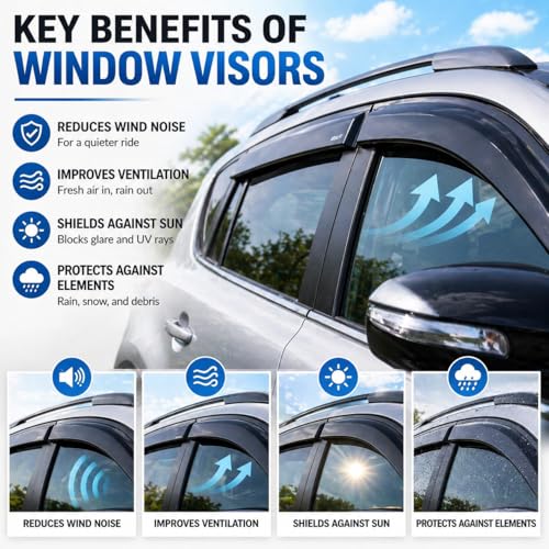2024-2026 Tape-On Rain Guards Compatible with Hyundai Kona Side - Product Imagery