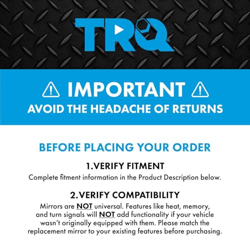 TRQ Driver Side Mirror Manual Folding Heated Paint to Match - Product Imagery