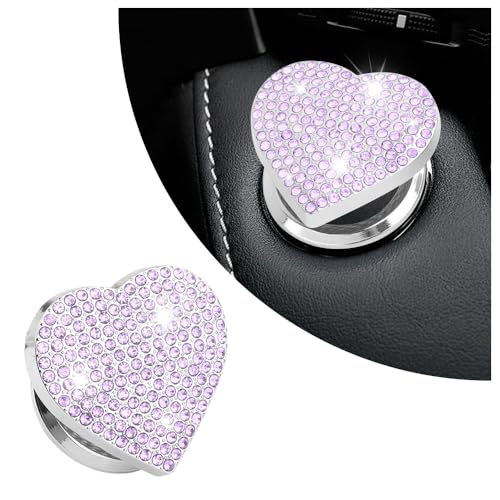 Bling Push Start Button Cover with Rhinestone,Heart Push to - Product Imagery