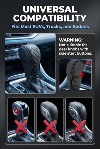 Car Gear Shift Cover, Anti-Slip Breathable Shift Knob Cover, - Product Imagery