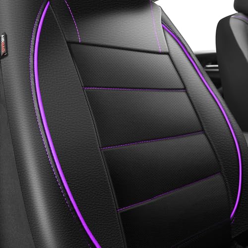 CAR PASS Universal FIT Piping Leather Two Front Seat Covers, - Product Imagery